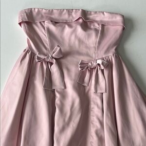 Strapless Pink Dress with Bow Accents